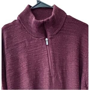 L L Brean Men 1/4 Zip Sweater 100% Organic Cotton Burgandy Sz XL Preppy Academia
